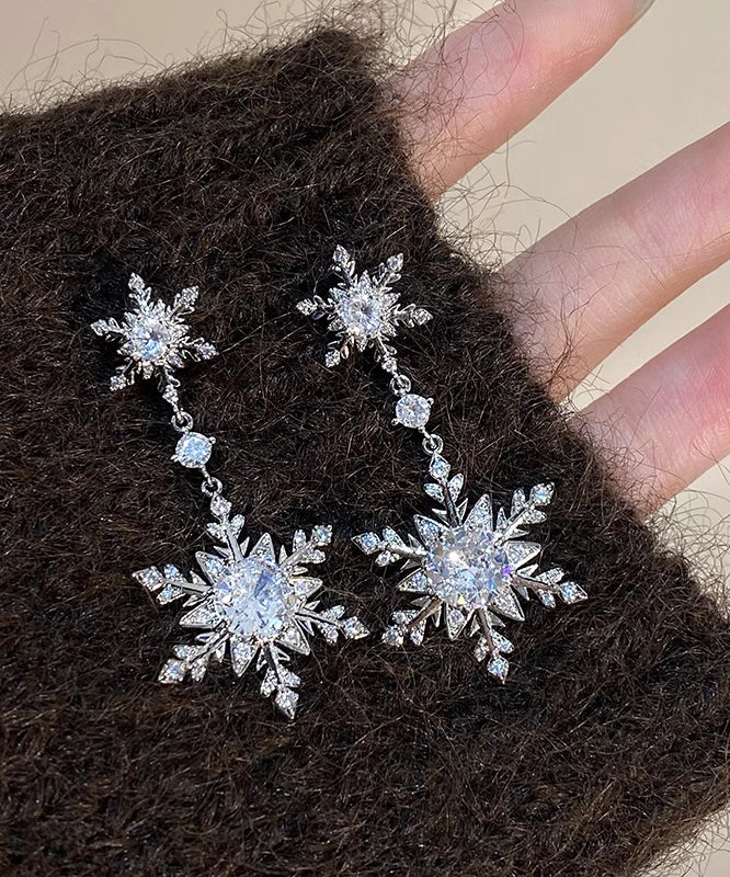 2025 Silk Stainless Steel Alloy Zircon Snow Drop Earrings