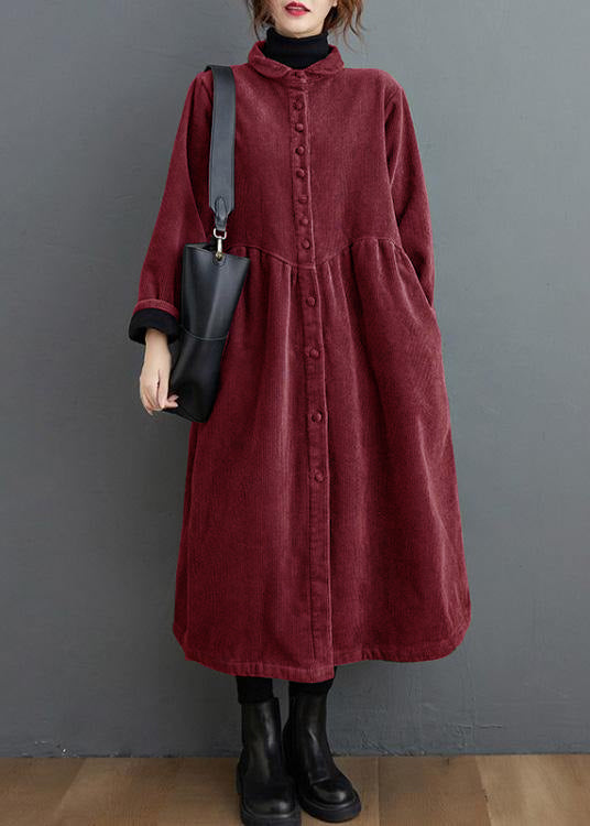 French Rust red corduroy coats Inspiration thick Cinched women coats ( Limited Stock)
