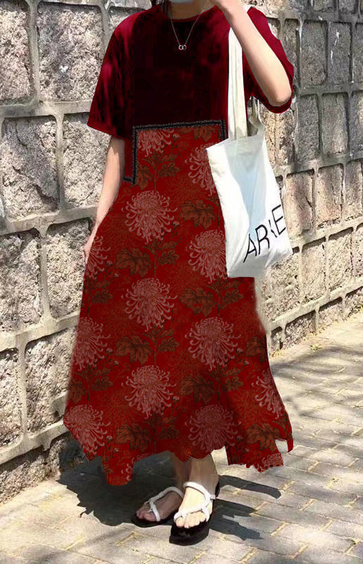 Fashion O-Neck Asymmetrical Plaid mosaic dress