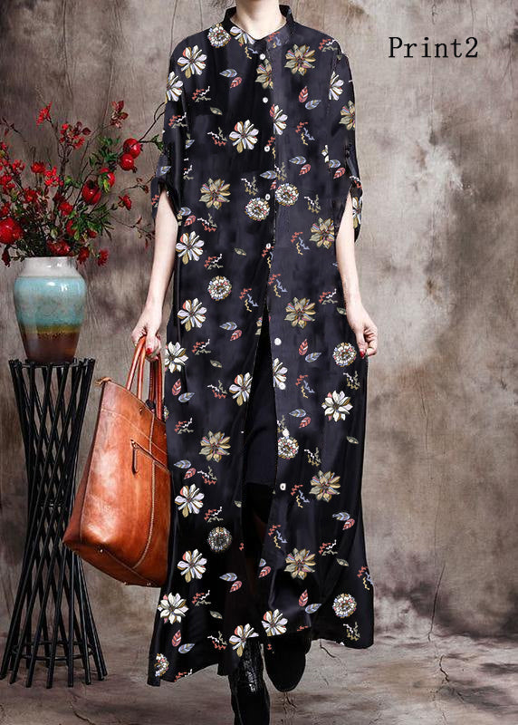 Comfy Italian Black Print2 Long Silk Dress Cardigan - Limited Stock