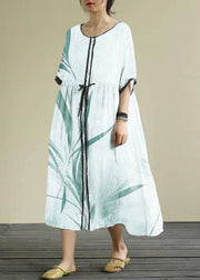 Diy White Bamboo Chiffon Long Shirts O Neck Drawstring Robe Summer Dresses