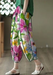 Retro purple flower Print5 Pockets Linen Skirt Summer