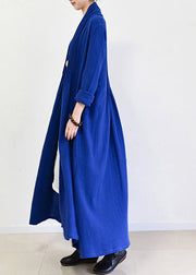 royal blue linen trench coats long cotton maxi coats 2024 fall casual outfits