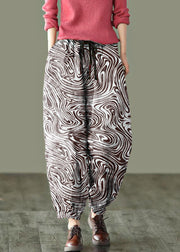 Beautiful Brown texture Print Fall Linen Harem Pants-Limited Stock