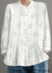 Weiße Bio-Leinen-Hemd-Tuniken-Frauen-Ramie-Bluse