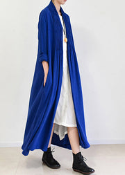 royal blue linen trench coats long cotton maxi coats 2021 fall casual outfits