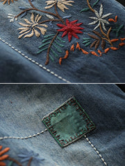 Casual Loose Embroidered Elasticity Harem Denim Pants