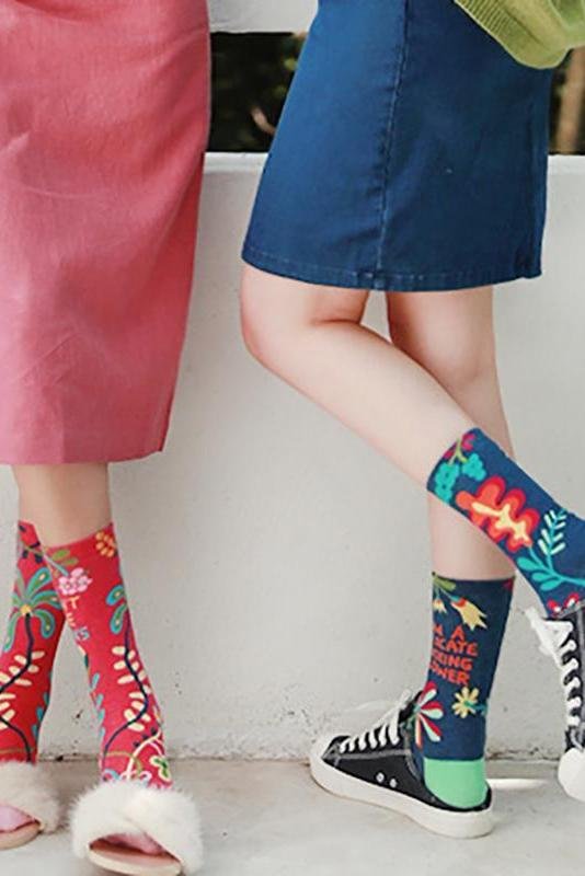 Flower Printed Cute Sweet Socks - 3 Pairs