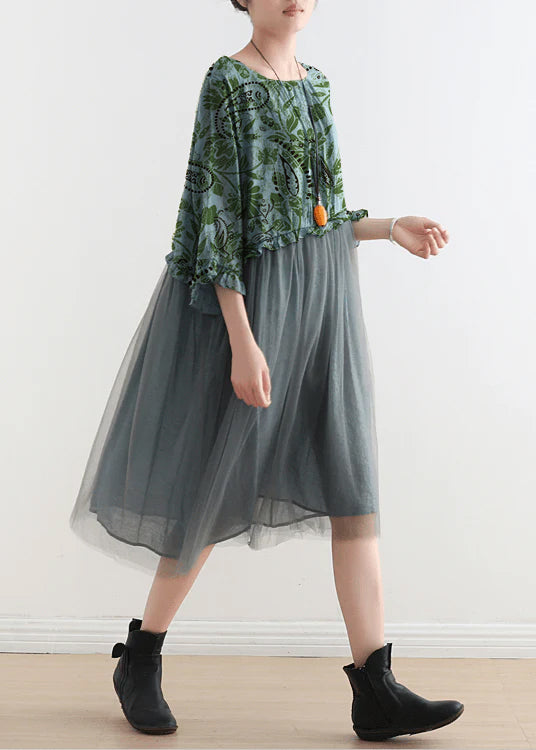 Light Blue Tull Maxi dresses patchwork chiffon Summer Dresses