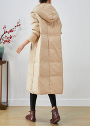 Chic Apricot Hooded Patchwork Duck Down Canada Goose Jacket Winter