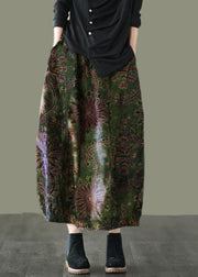 Plus Size Grey Purple Retro Print A Line Pockets Fall Skirts