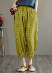 Bohemian Green Pockets Summer Linen Pants
