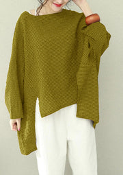Bohemian asymmetric cotton women Fine Work green Plaid oversized tops