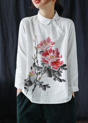 Schicke weiße Kleiderrevers Button-Down-Frühlingsblusen