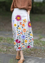 Boutique White asymmetrical design elastic waist A Line Skirts Spring