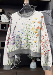 Fashion Grey O-Neck Sequins Sweatshirt Spring