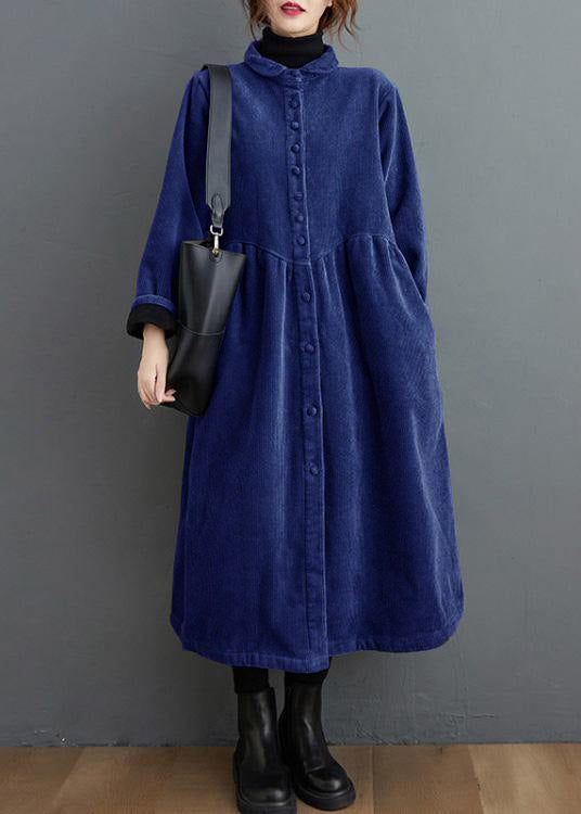 French dark blue corduroy coats Inspiration thick Cinched women coats ( Limited Stock)