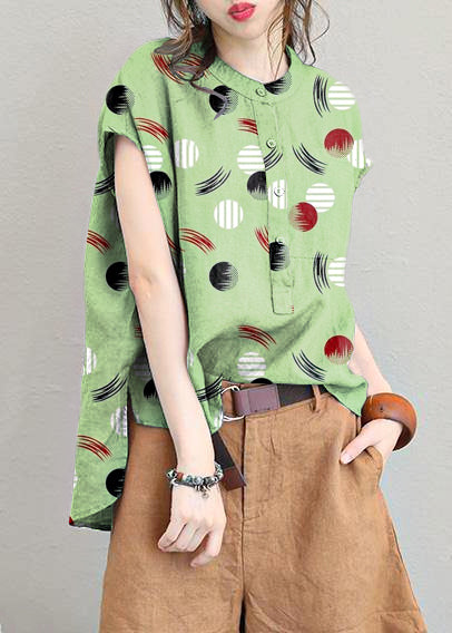 Einzigartige Leinentops mit O-Ausschnitt, Damenblusen, niedriges, hohes Design, Plus Size Clothing, graues, grünes Hemd