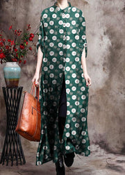 Comfy Italian green dot Print Long Silk Dress Cardigan - Limited Stock