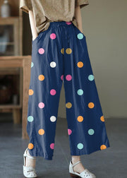 Beautiful Color Texture Elastic Waist tie waist Wide Leg Pants Linen