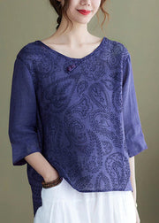 DIY Purple Embroideried side open Half Sleeve Top