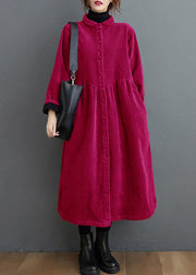 French dark blue corduroy coats Inspiration thick Cinched women coats ( Limited Stock)