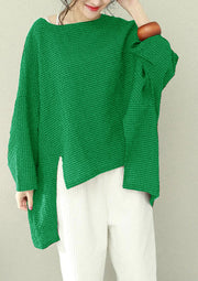 Bohemian asymmetric cotton women Fine Work green Plaid oversized tops