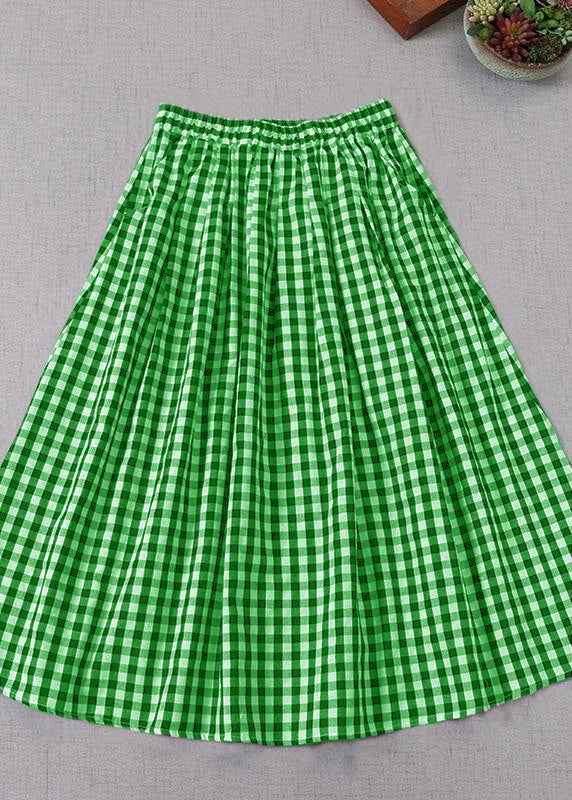 Elegant Green wrinkled Pockets Spring Skirt