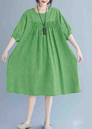 French o neck lantern sleeve clothes For Women pattern green Dresses summer