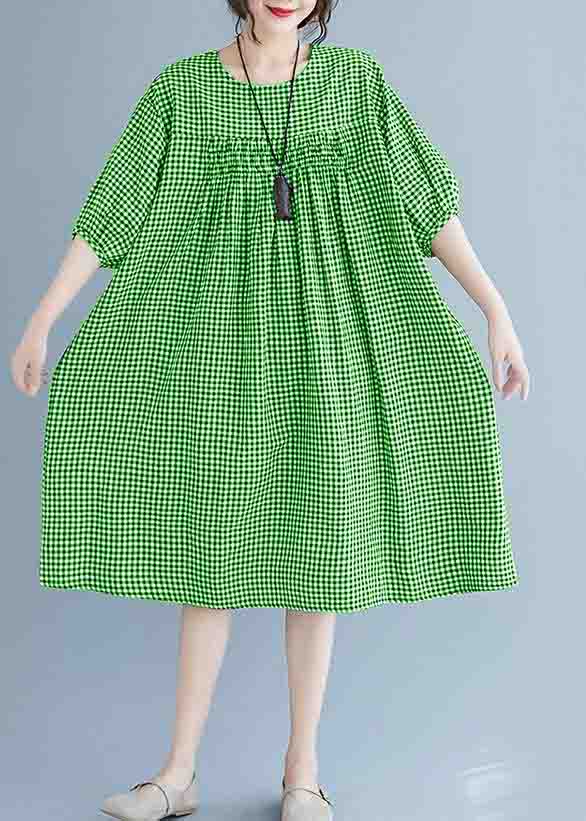 French o neck lantern sleeve clothes For Women pattern green Dresses summer