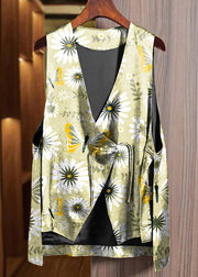 Loose Leopard print Asymmetrical Button Silk Waistcoat Sleeveless