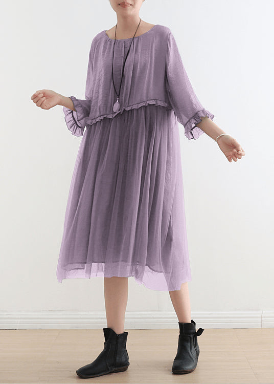 2021 Purple Tull Maxi dresses patchwork chiffon Summer Dresses