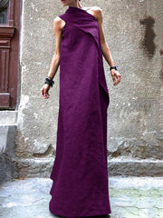 100% Purple cotton linen quilting clothes sleeveless patchwork Love Dresses