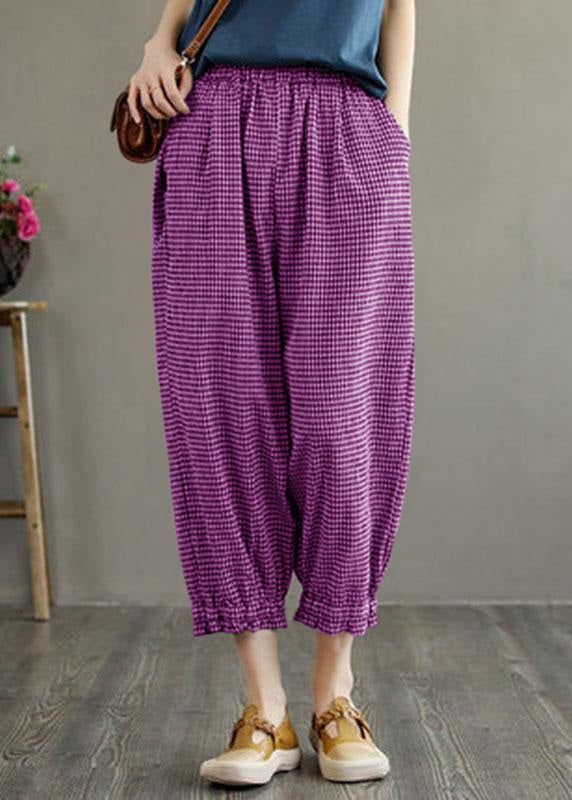 Bohemian Purple Pockets Summer Linen Pants