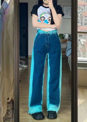 American Style Tie Dye High Waist Denim Straight Pants Spring