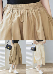 Apricot Asymmetrical Patchwork Cotton Skirt High Waist