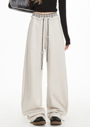 Apricot Drawstring Tie Waist Wide Leg Pants