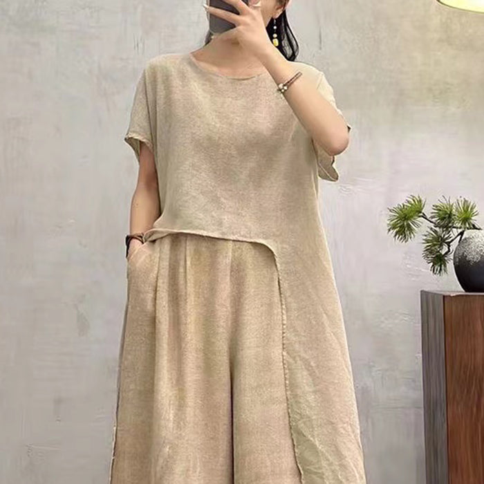 Apricot Low High Design Cotton T Shirt Asymmetrical Summer