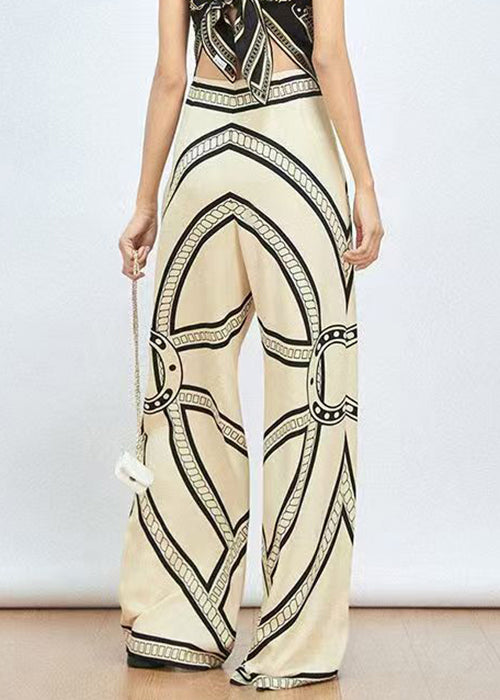 Apricot Original Design Ice Silk Summer Pants High Waist