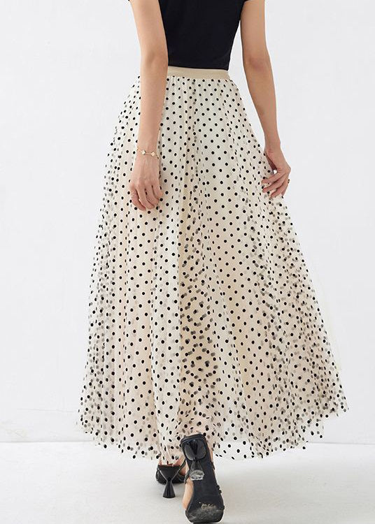 Apricot Print Loose Tulle Skirts High Waist Spring