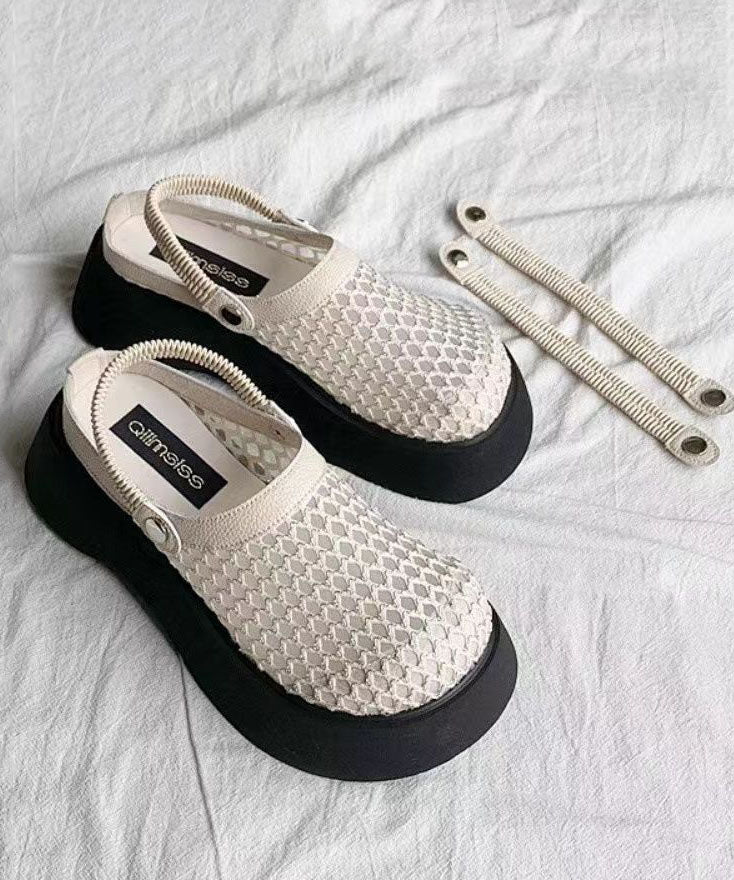 Apricot Sandals Platform Breathable Mesh Casual Splicing