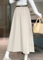 Apricot Simple Style High Waist Wrinkled Skirts Spring