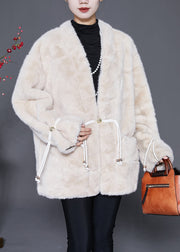 Apricot Warm Mink Velvet Coats Tasseled Button Down Winter