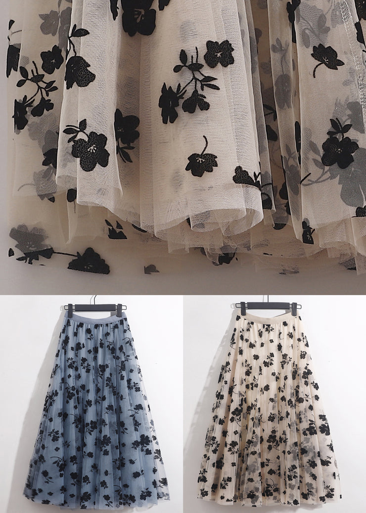 Apricot Wrinkled Loose Tulle Skirts High Waist