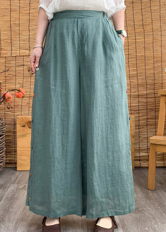 Aqua High Waist Solid Linen Long Pants