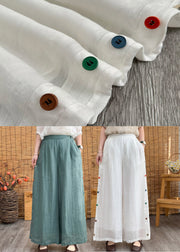 Aqua High Waist Solid Linen Long Pants