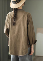 Army Green Cotton Shirt Tops Oversized Spring