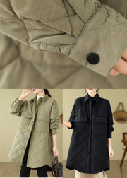 Army Green Fine Cotton Filled Parka Oversized Pockets Winter