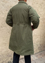 Army Green Pockets False Two Pieces Men Parkas Winter