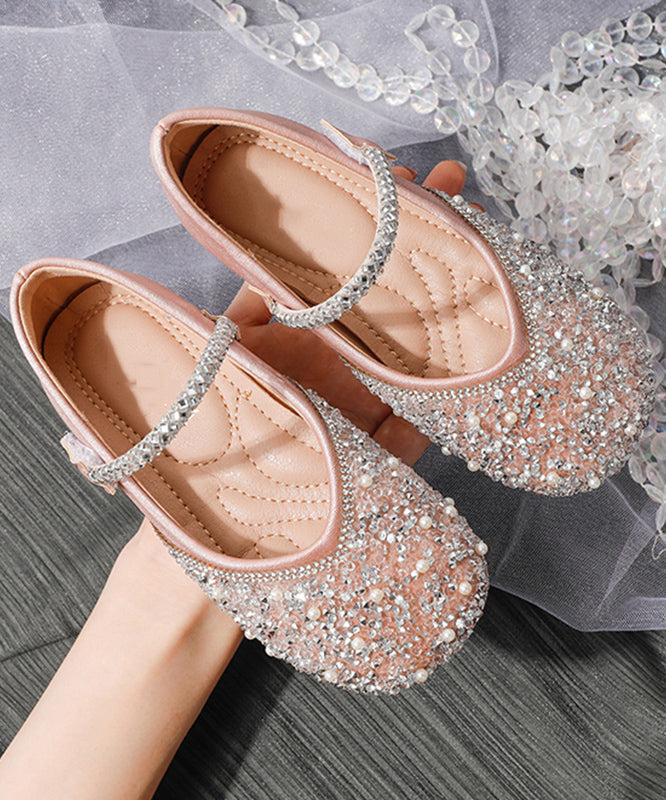 Art Apricot Sequins Girls Soft Buckle Strap Flat Shoes